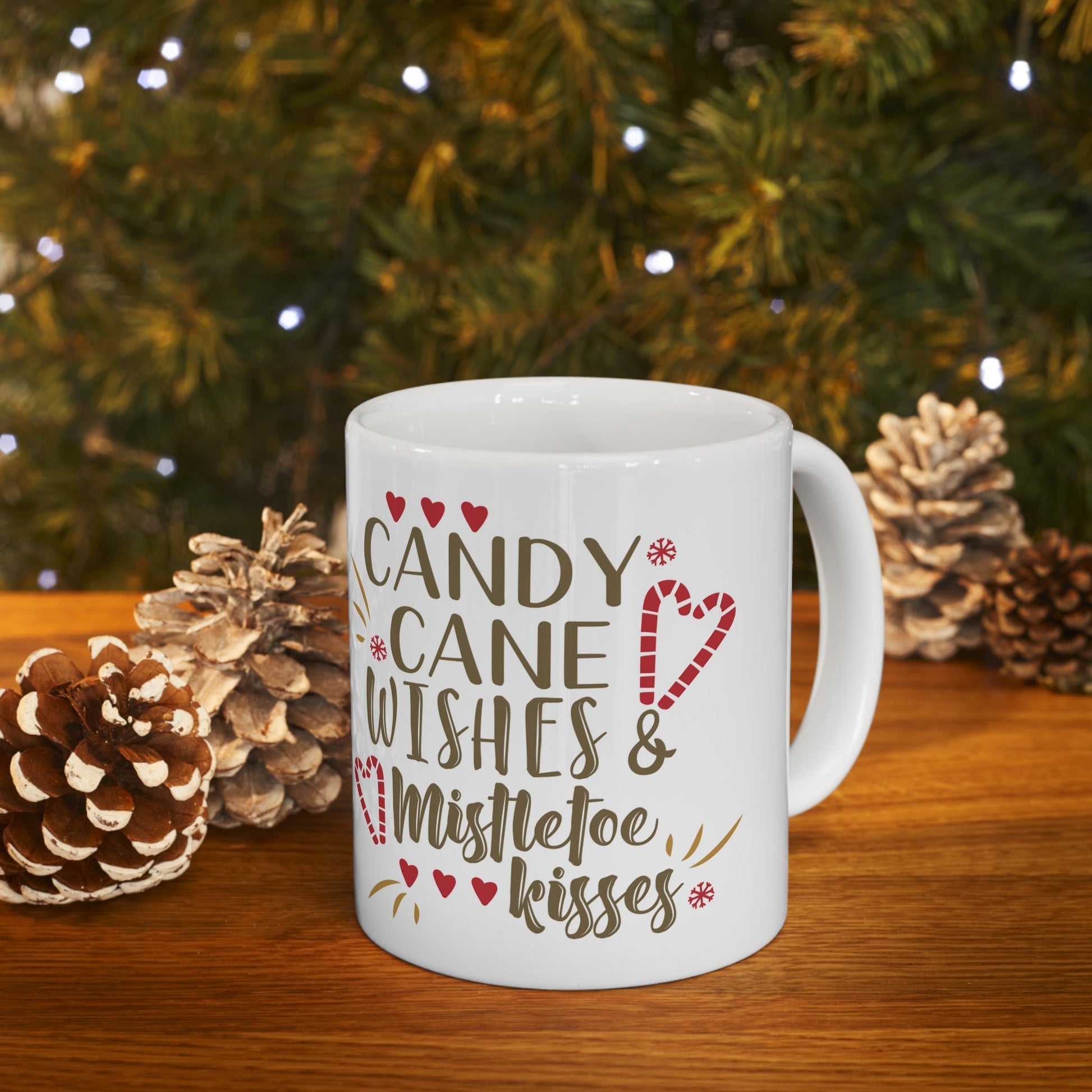 11oz Christmas Candy Cane Coffee Mug - Just Grace Ceramics