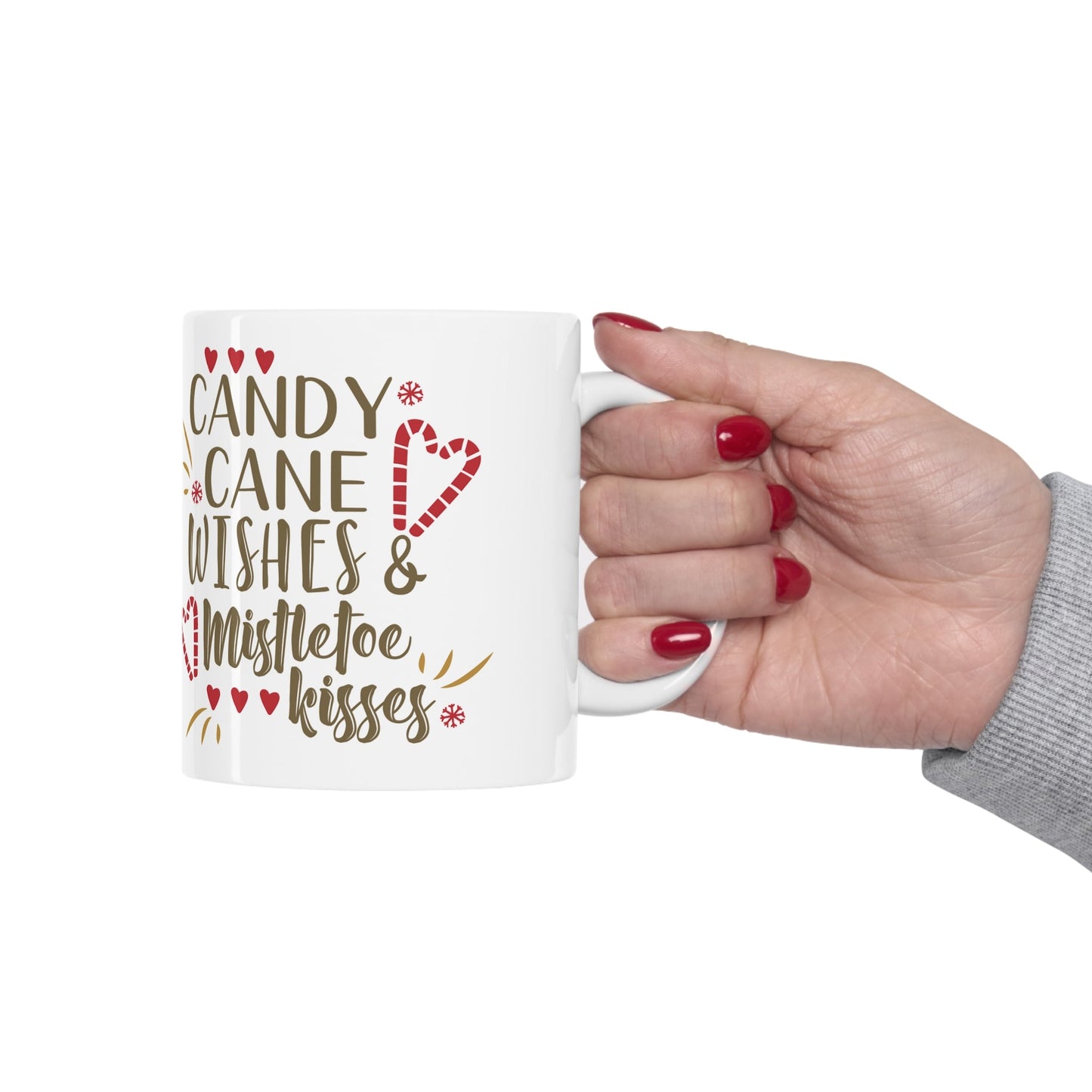 11oz Christmas Candy Cane Coffee Mug - Just Grace Ceramics