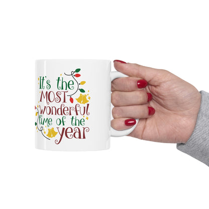 11oz Christmas Most Wonderful Time Coffee Mug - Just Grace Ceramics