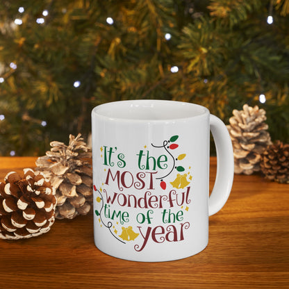 11oz Christmas Most Wonderful Time Coffee Mug - Just Grace Ceramics