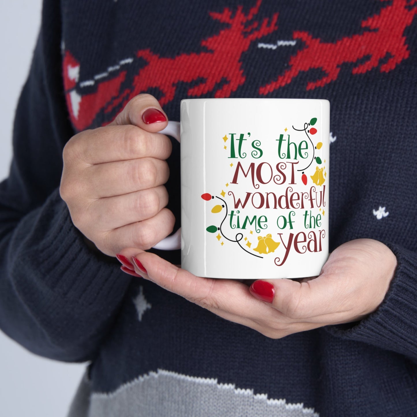 11oz Christmas Most Wonderful Time Coffee Mug - Just Grace Ceramics