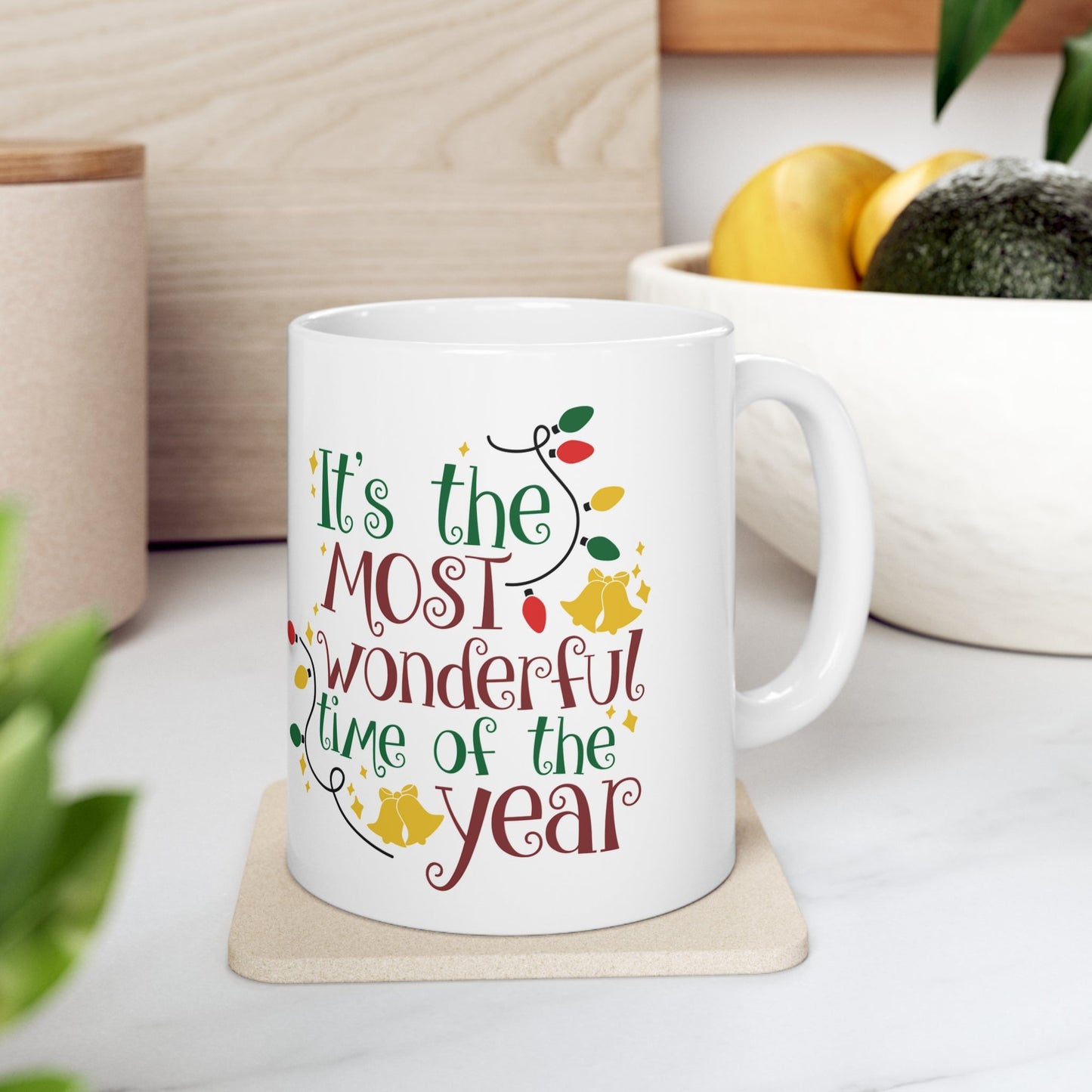 11oz Christmas Most Wonderful Time Coffee Mug - Just Grace Ceramics