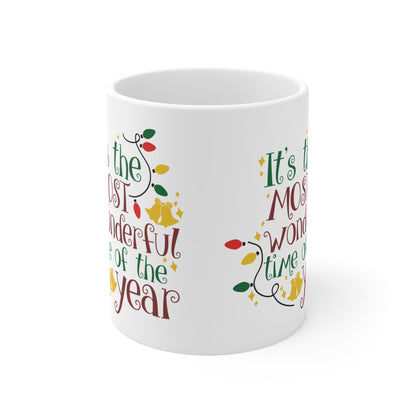 11oz Christmas Most Wonderful Time Coffee Mug - Just Grace Ceramics