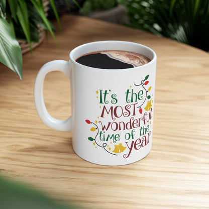 11oz Christmas Most Wonderful Time Coffee Mug - Just Grace Ceramics