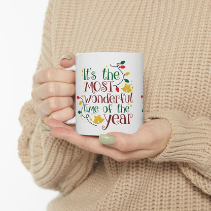 11oz Christmas Most Wonderful Time Coffee Mug - Just Grace Ceramics