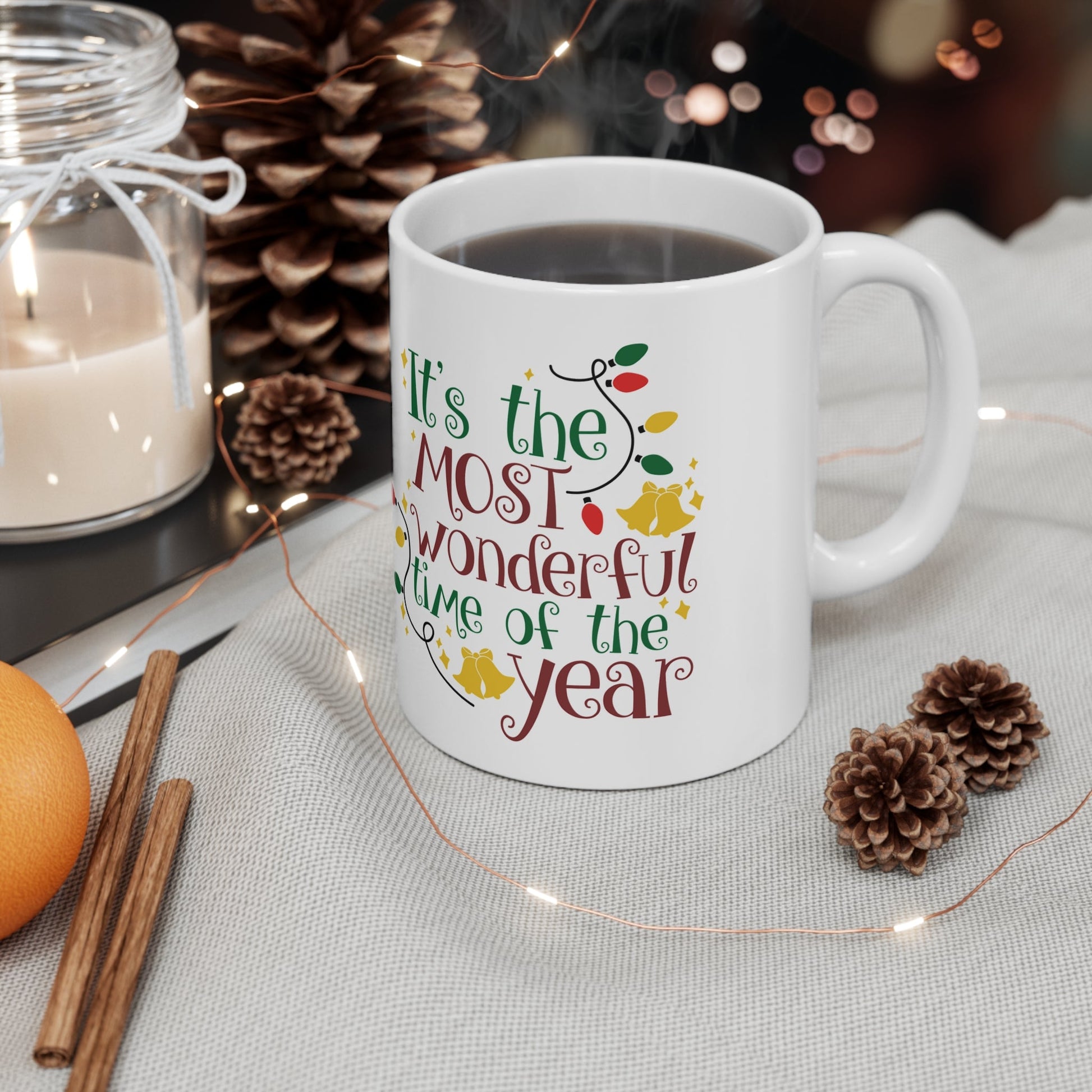 11oz Christmas Most Wonderful Time Coffee Mug - Just Grace Ceramics