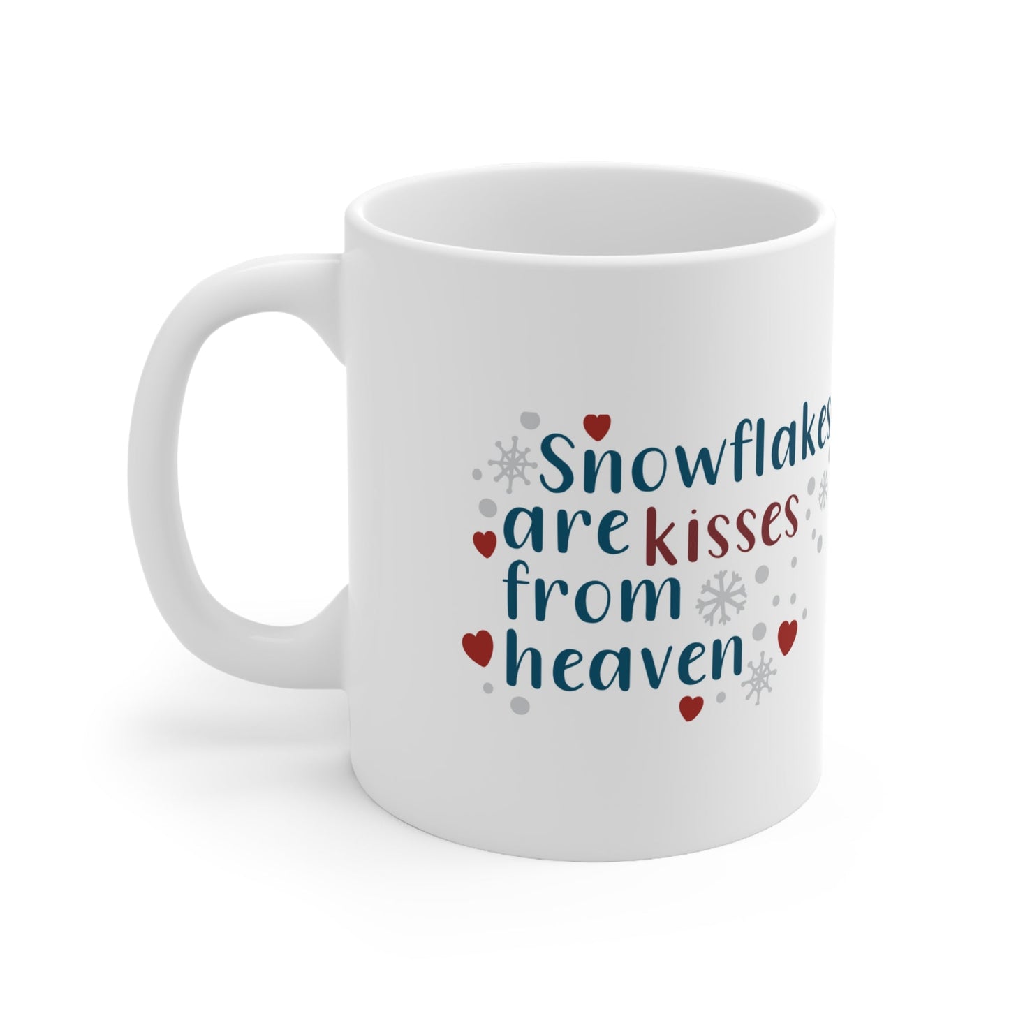 11oz Christmas Snowflake & Kisses Coffee Mug - Just Grace Ceramics