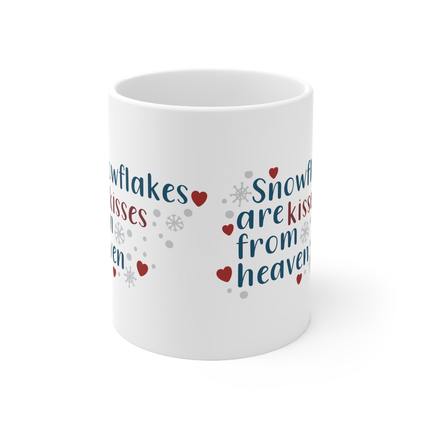 11oz Christmas Snowflake & Kisses Coffee Mug - Just Grace Ceramics