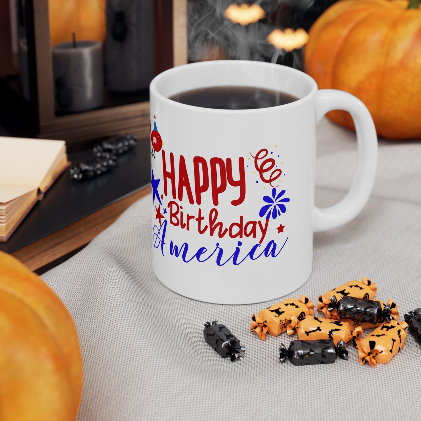 11oz Happy Forth of July Coffee Mug - Just Grace Ceramics