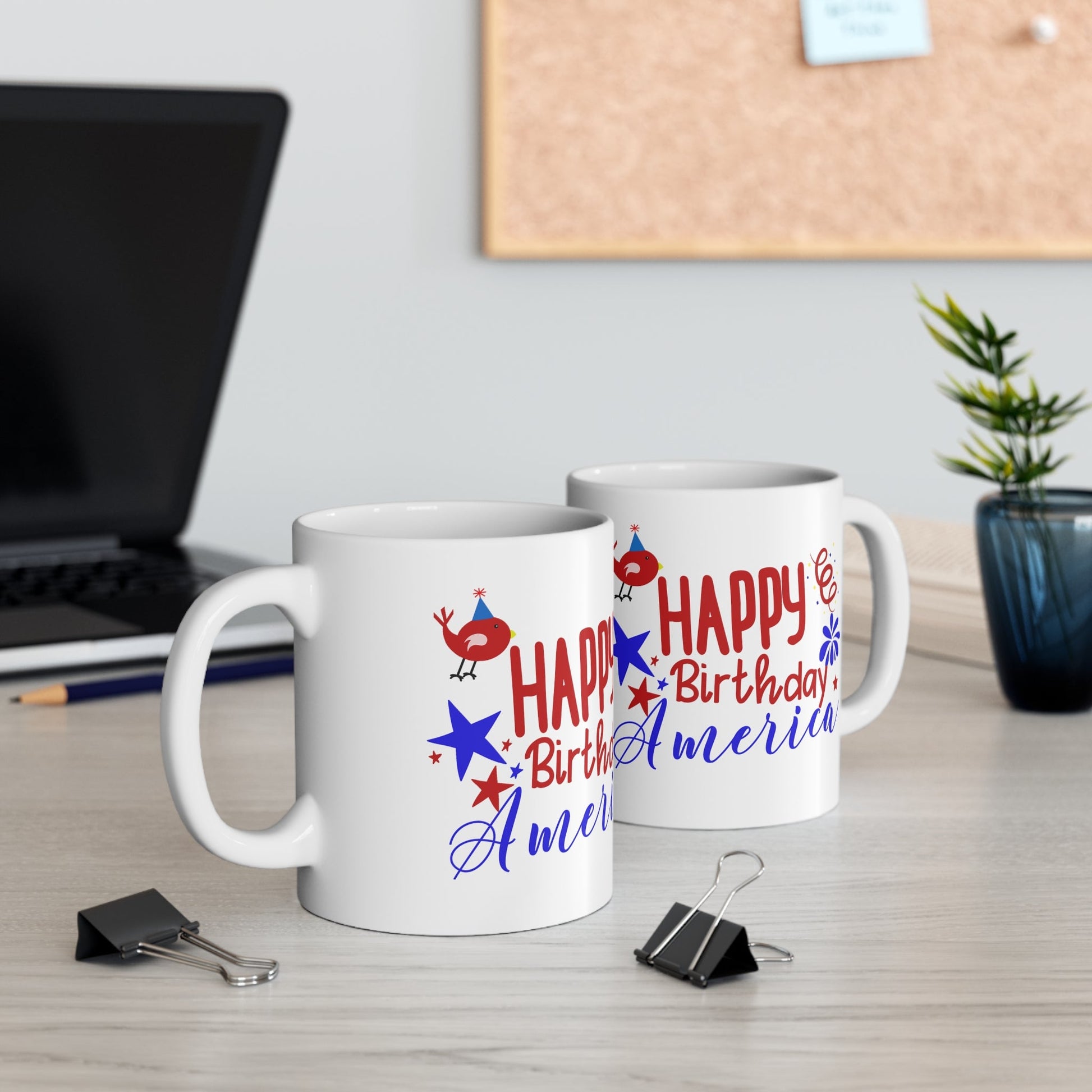 11oz Happy Forth of July Coffee Mug - Just Grace Ceramics