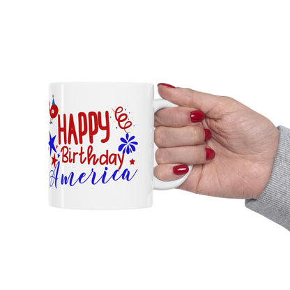 11oz Happy Forth of July Coffee Mug - Just Grace Ceramics