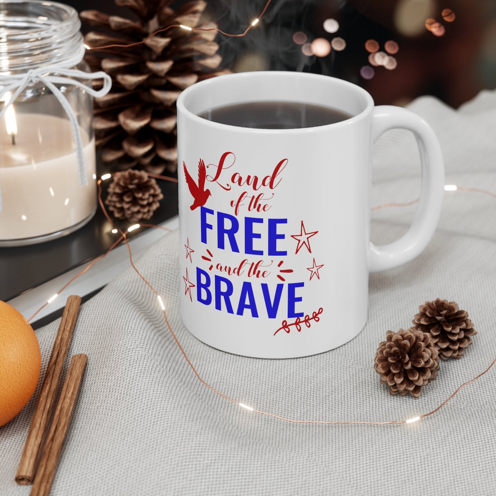 11oz Land of The Brave Forth of July Coffee Mug - Just Grace Ceramics