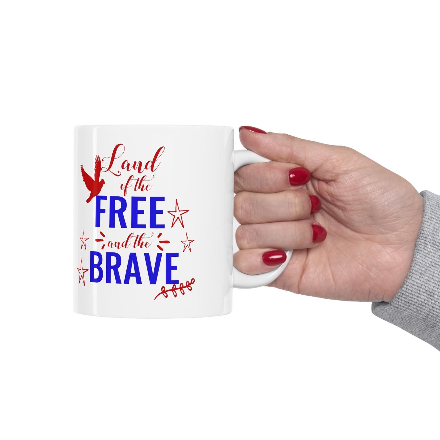 11oz Land of The Brave Forth of July Coffee Mug - Just Grace Ceramics