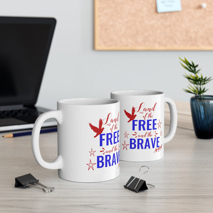 11oz Land of The Brave Forth of July Coffee Mug - Just Grace Ceramics