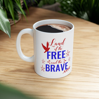 11oz Land of The Brave Forth of July Coffee Mug - Just Grace Ceramics