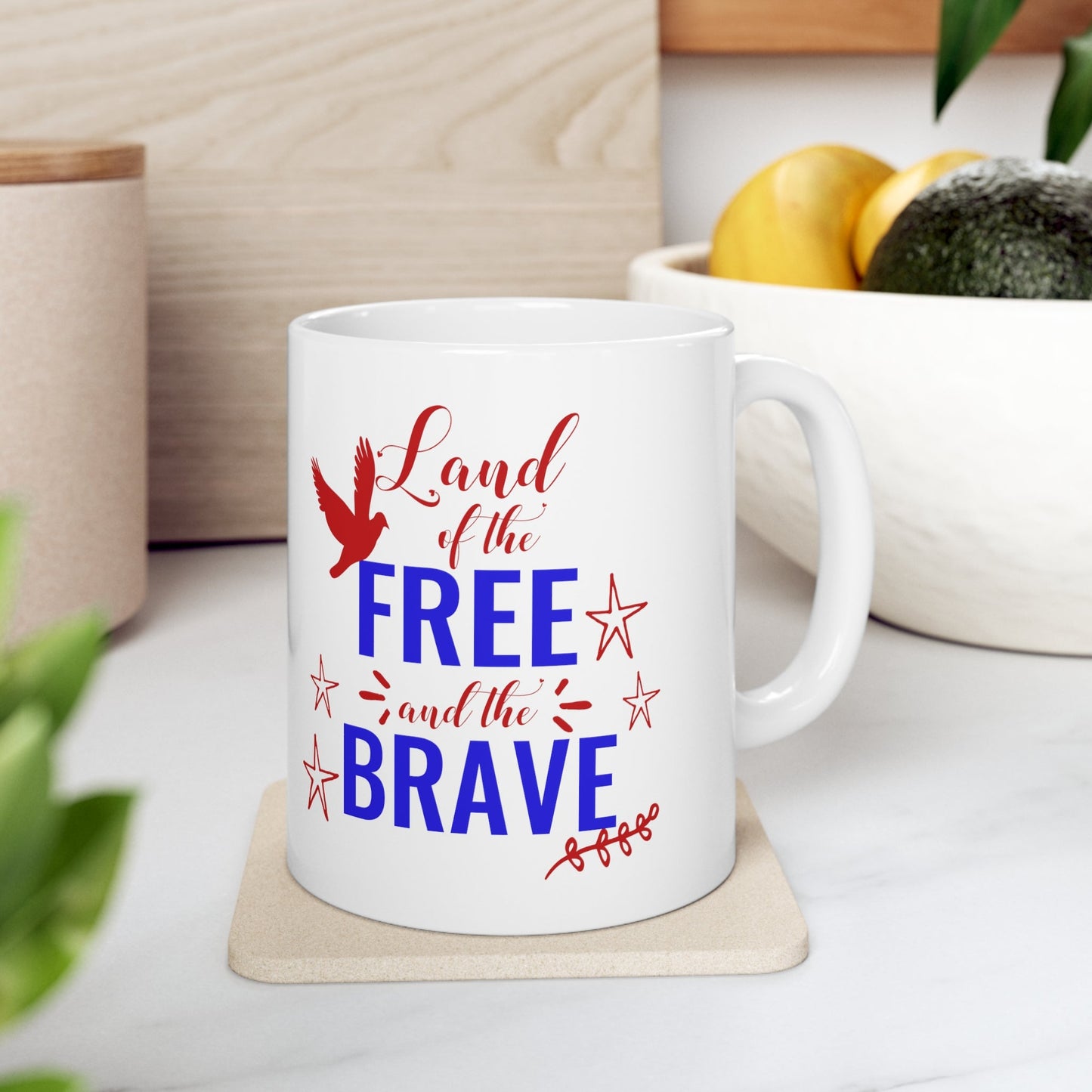 11oz Land of The Brave Forth of July Coffee Mug - Just Grace Ceramics