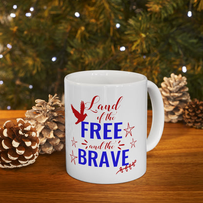 11oz Land of The Brave Forth of July Coffee Mug - Just Grace Ceramics