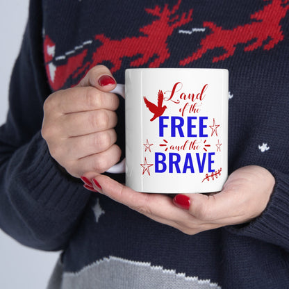 11oz Land of The Brave Forth of July Coffee Mug - Just Grace Ceramics