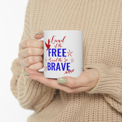 11oz Land of The Brave Forth of July Coffee Mug - Just Grace Ceramics