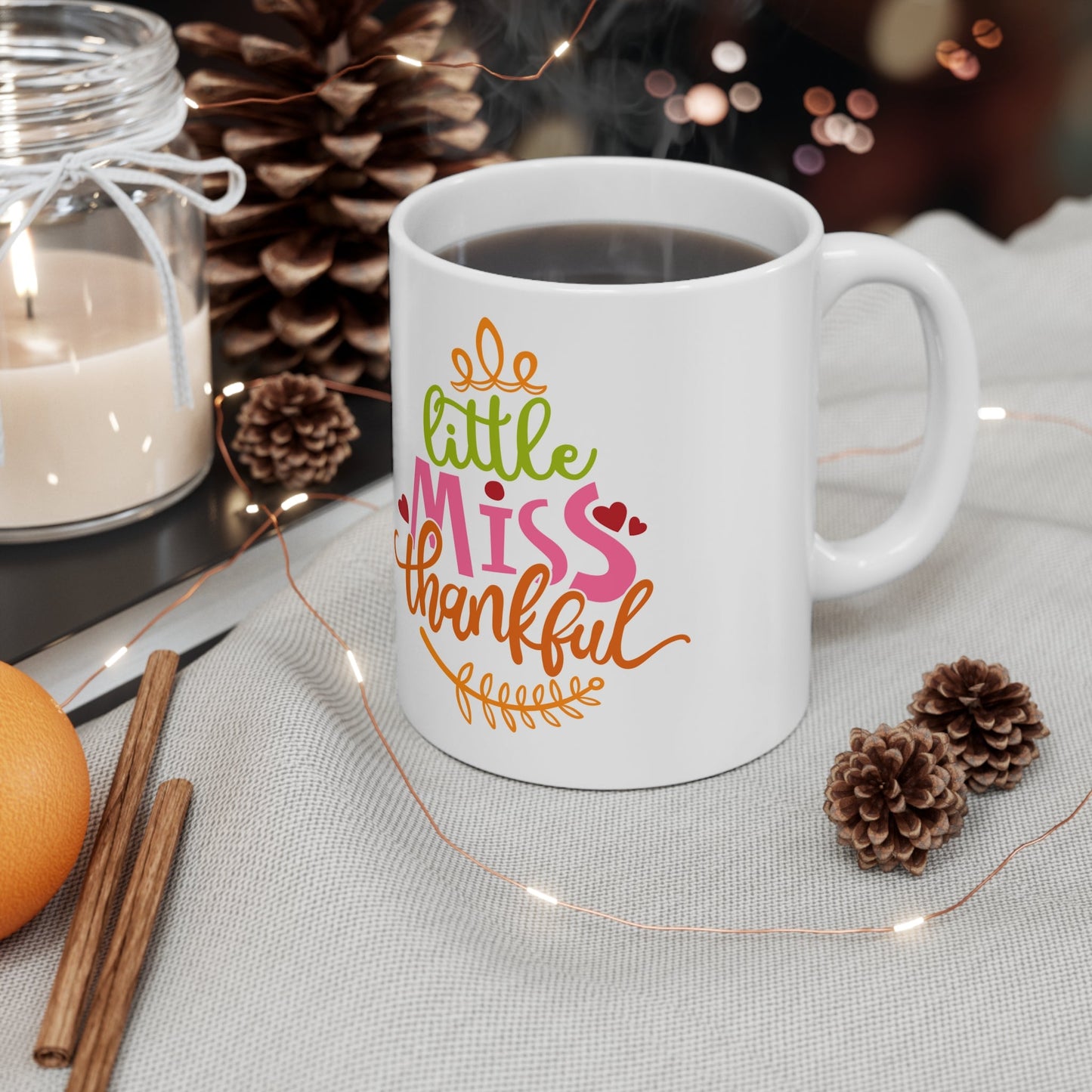 11oz Little Miss Thankful Thanksgiving Coffee Mug - Just Grace Ceramics