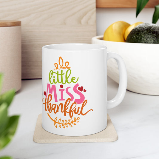 11oz Little Miss Thankful Thanksgiving Coffee Mug - Just Grace Ceramics