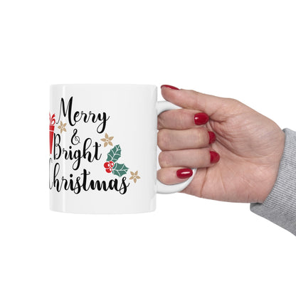 11oz Merry Bright Christmas Coffee Mug - Just Grace Ceramics