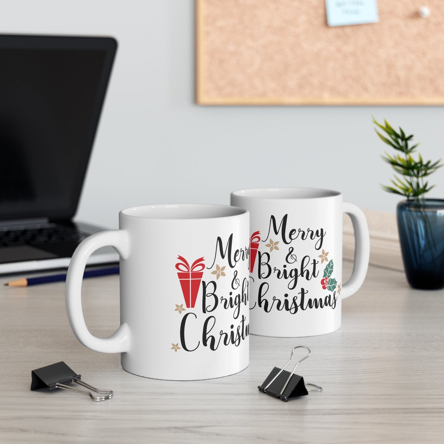 11oz Merry Bright Christmas Coffee Mug - Just Grace Ceramics