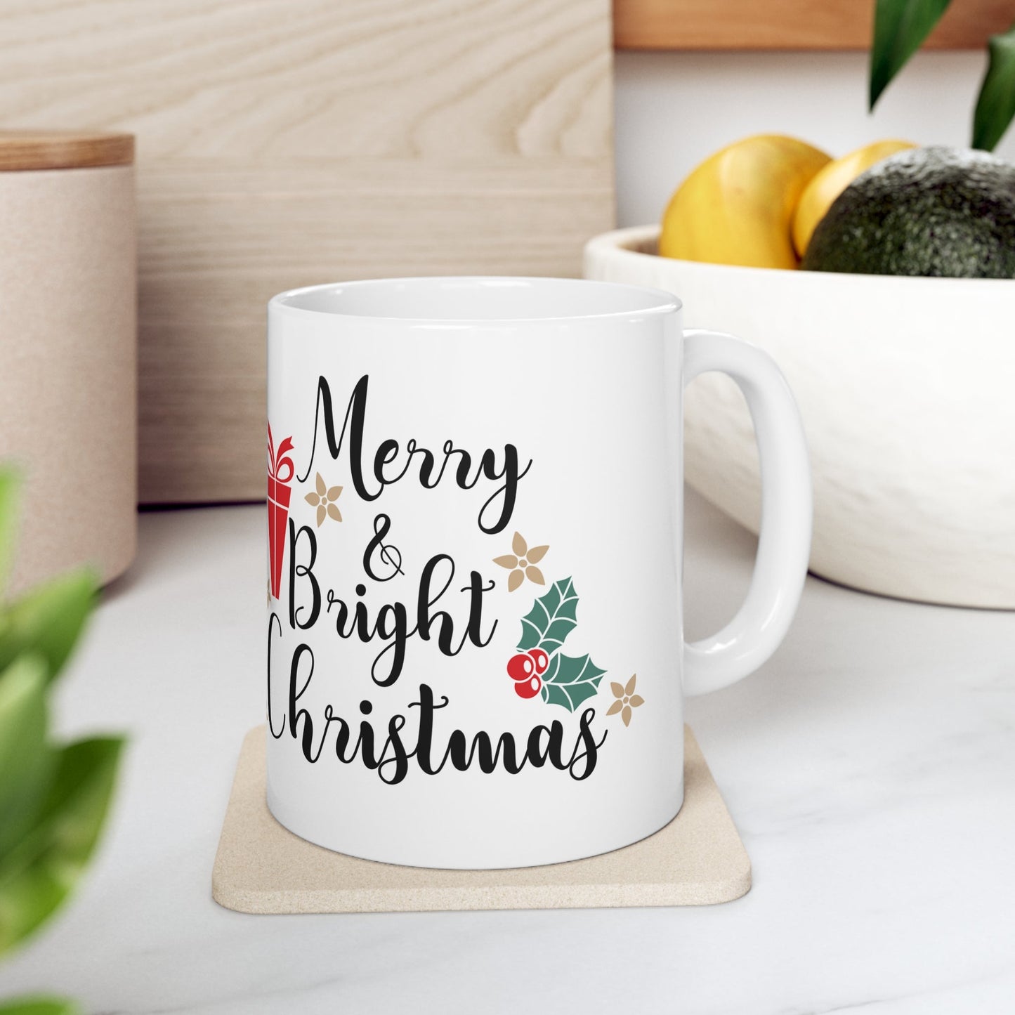 11oz Merry Bright Christmas Coffee Mug - Just Grace Ceramics