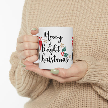 11oz Merry Bright Christmas Coffee Mug - Just Grace Ceramics