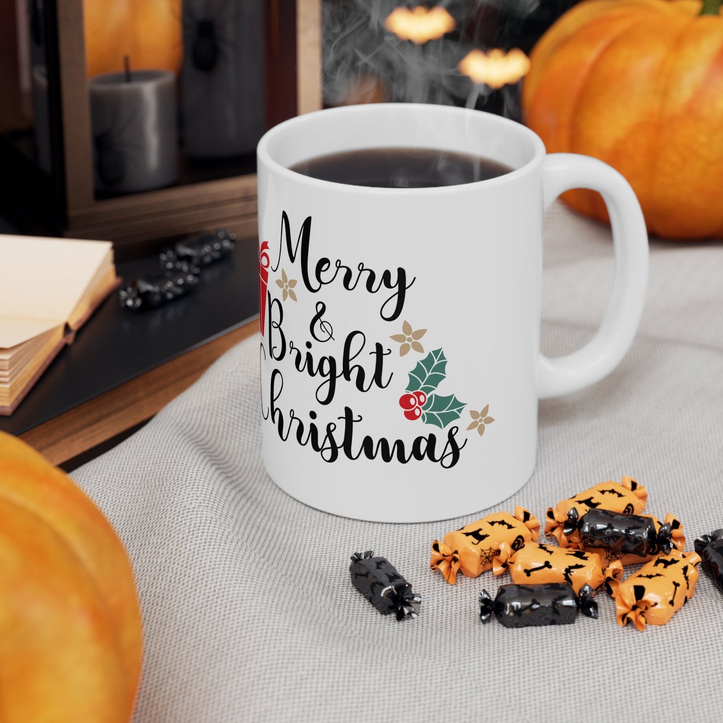 11oz Merry Bright Christmas Coffee Mug - Just Grace Ceramics