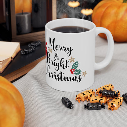 11oz Merry Bright Christmas Coffee Mug - Just Grace Ceramics