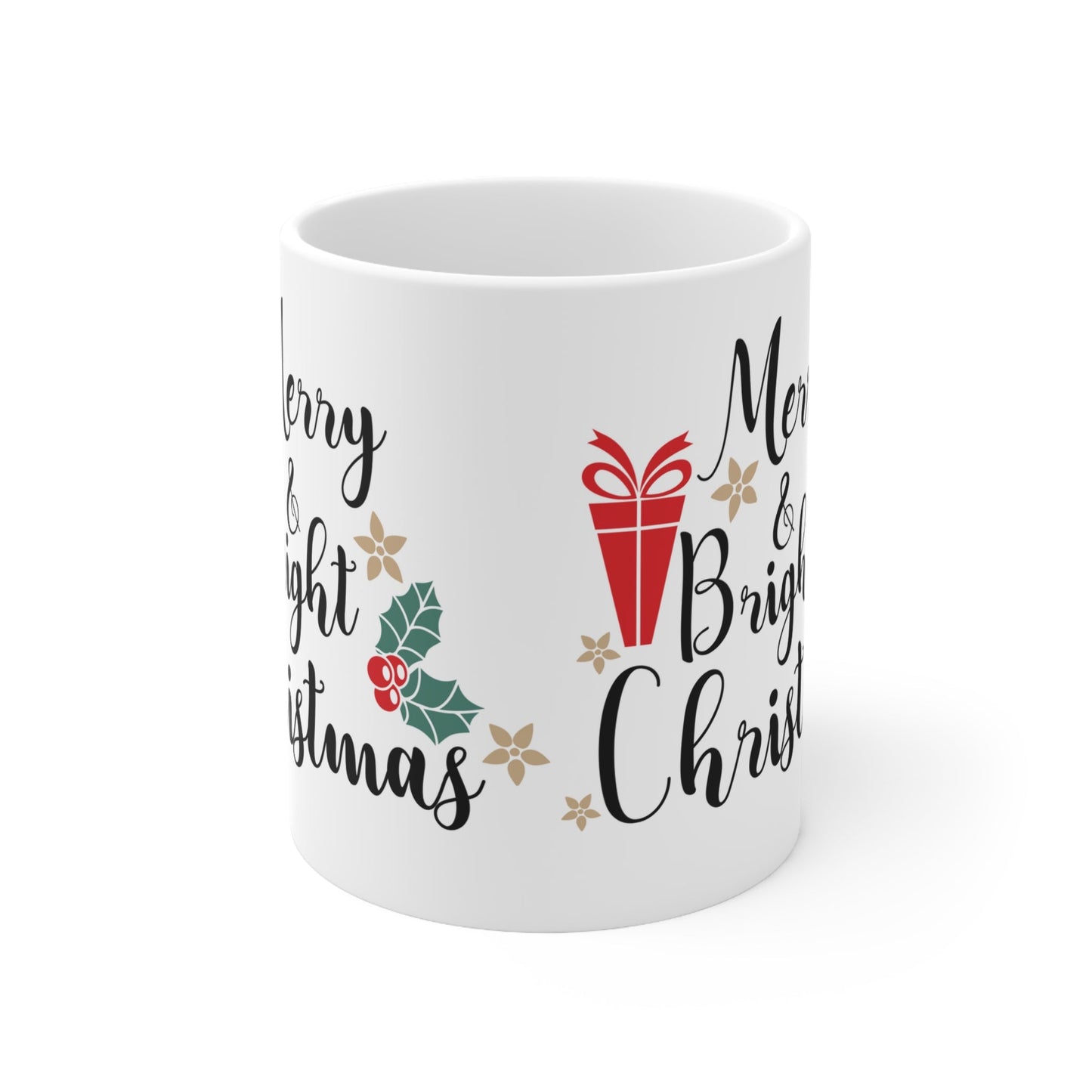 11oz Merry Bright Christmas Coffee Mug - Just Grace Ceramics