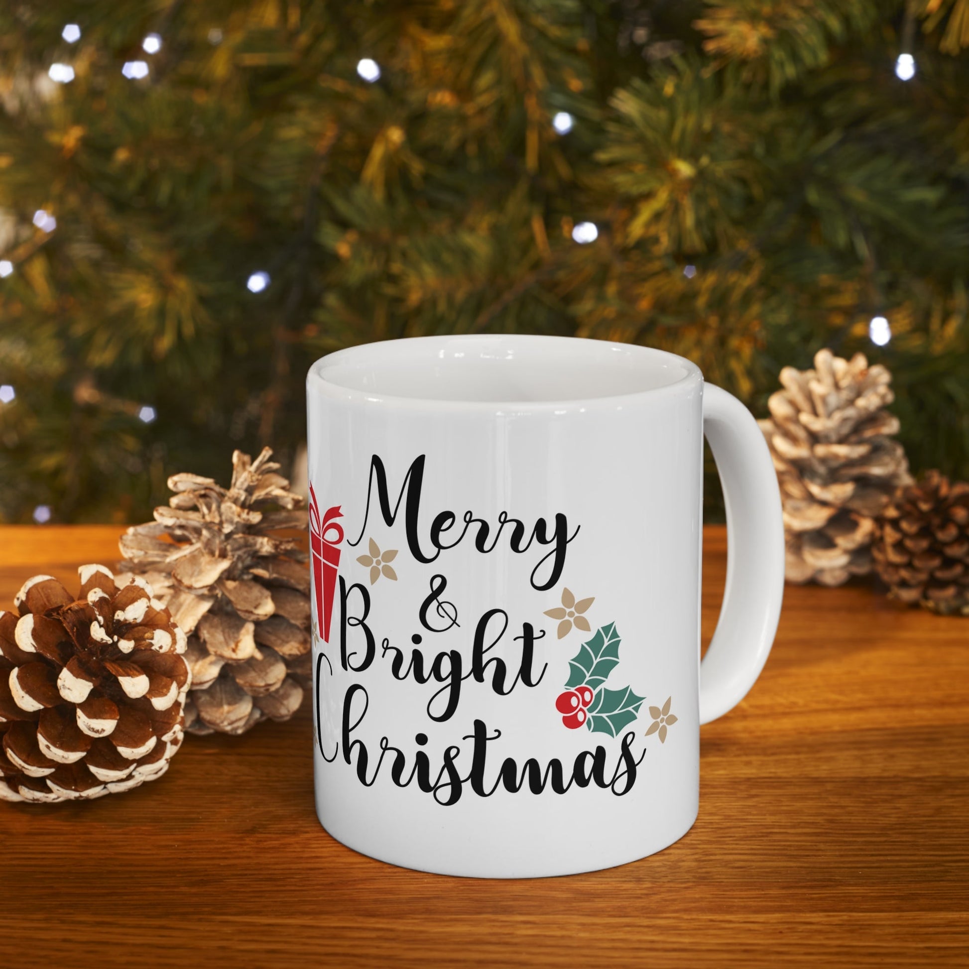 11oz Merry Bright Christmas Coffee Mug - Just Grace Ceramics