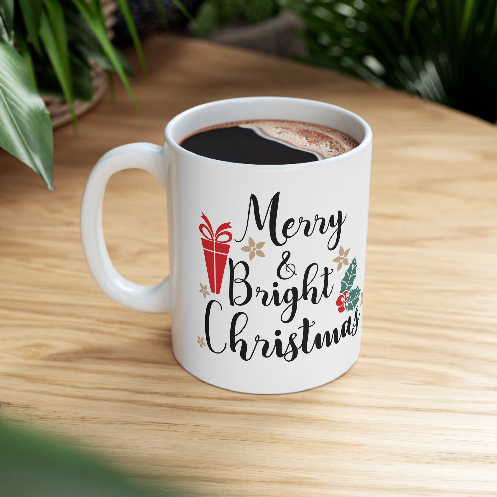 11oz Merry Bright Christmas Coffee Mug - Just Grace Ceramics