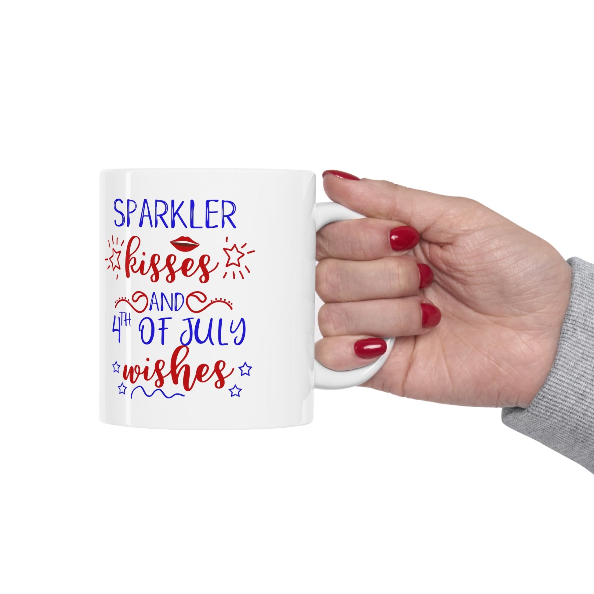 11oz Sparkle Kisses Forth of July Coffee Mug - Just Grace Ceramics