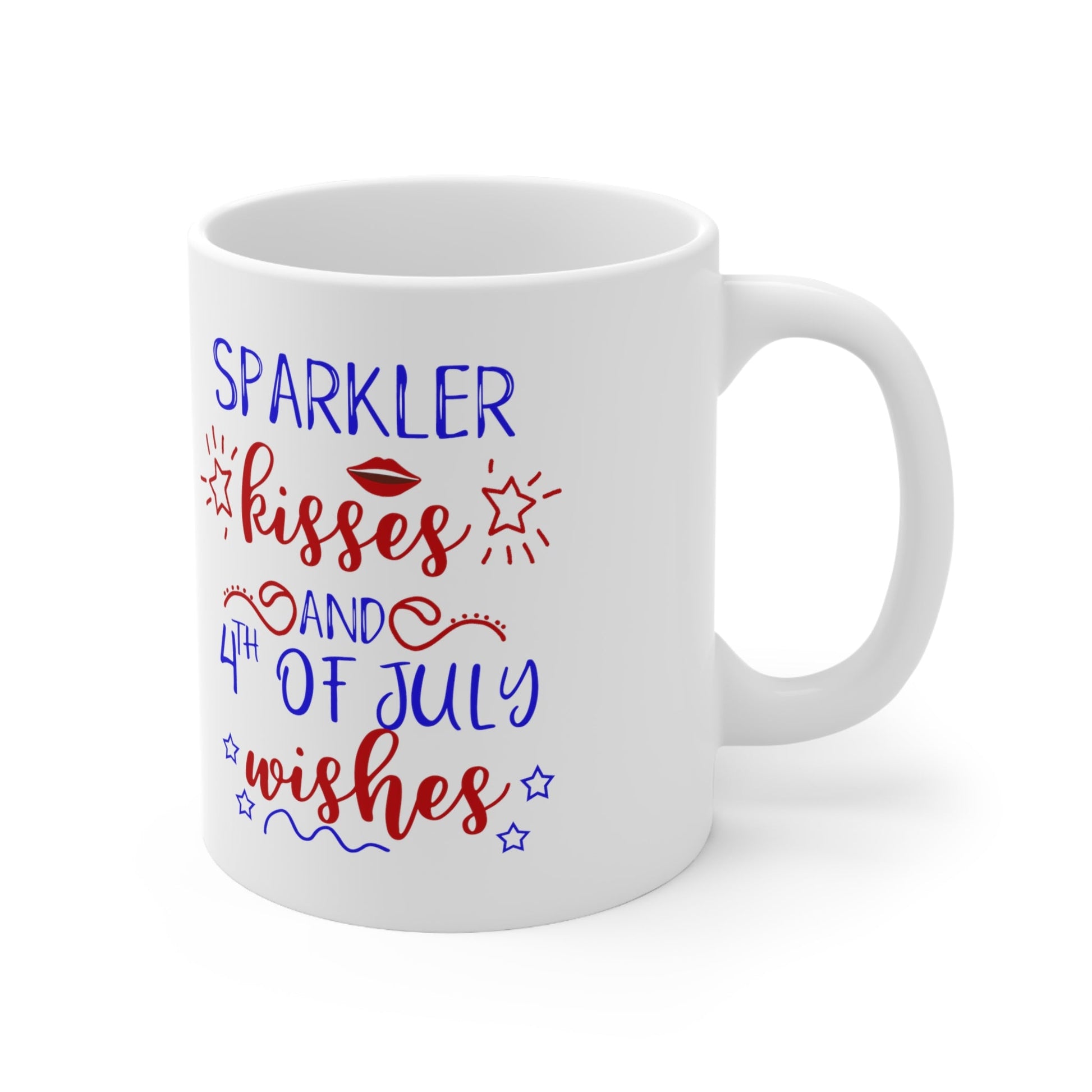 11oz Sparkle Kisses Forth of July Coffee Mug - Just Grace Ceramics