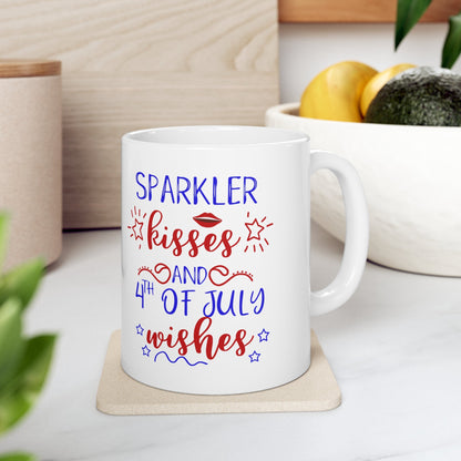 11oz Sparkle Kisses Forth of July Coffee Mug - Just Grace Ceramics