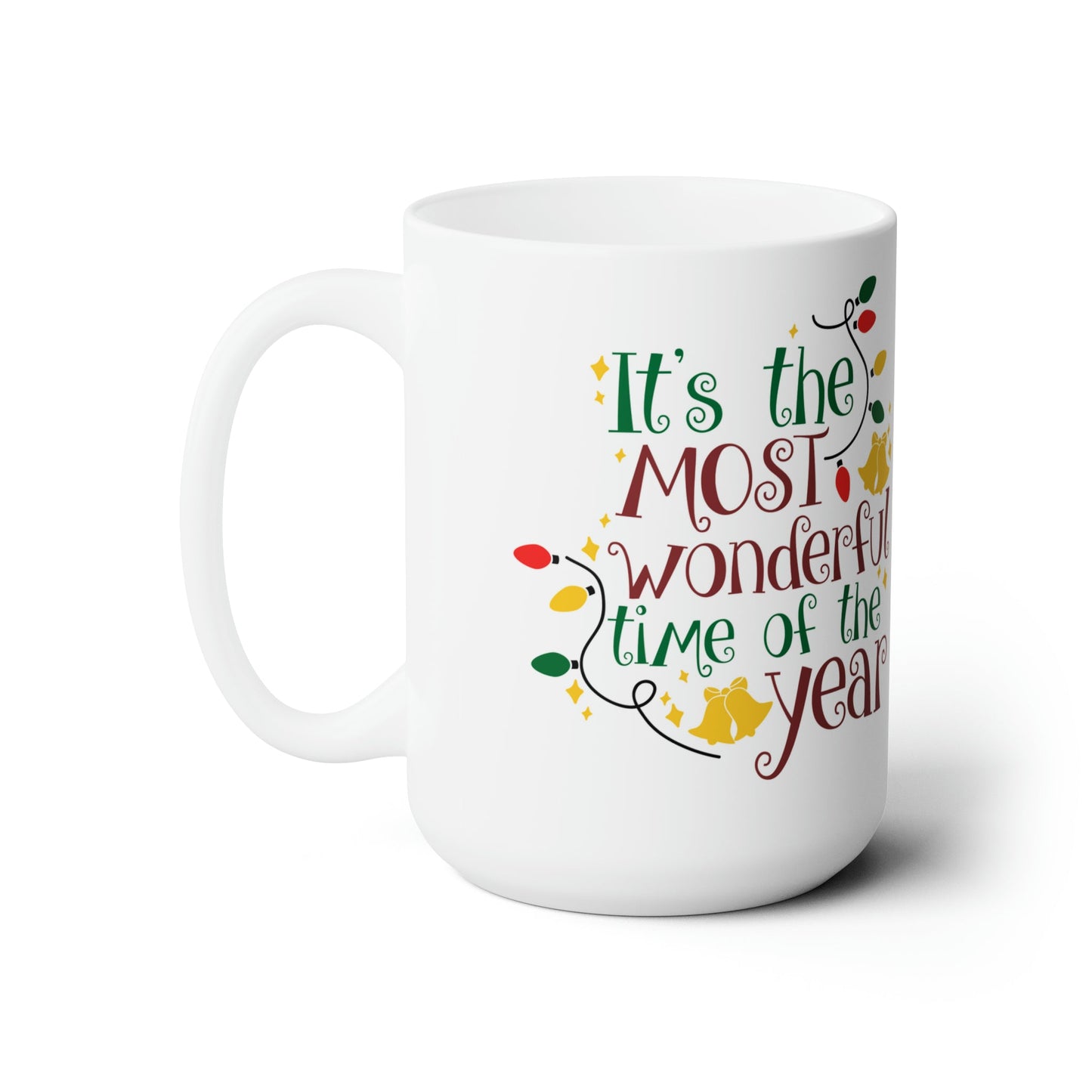 15oz Christmas Most Wonderful Time Coffee Mug - Just Grace Ceramics