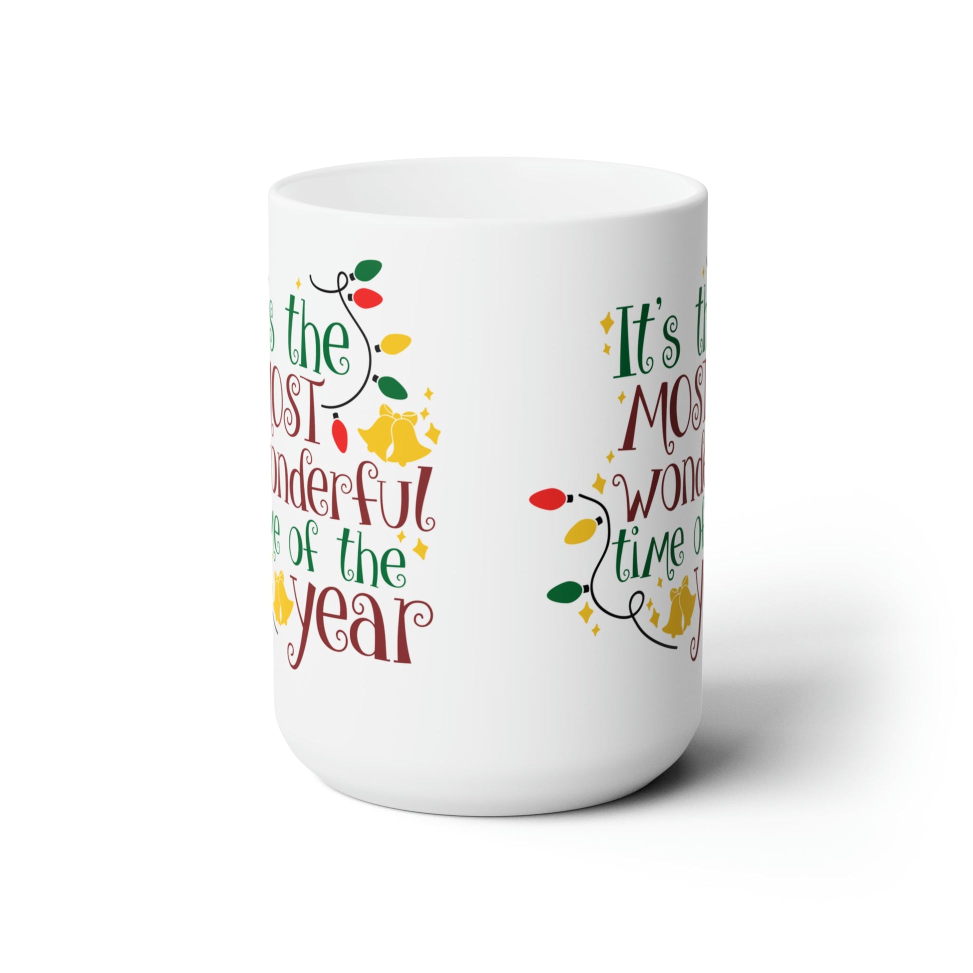 15oz Christmas Most Wonderful Time Coffee Mug - Just Grace Ceramics