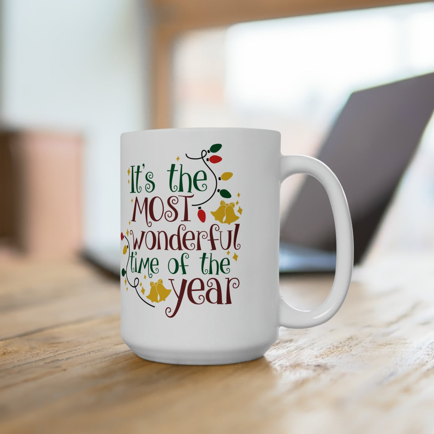 15oz Christmas Most Wonderful Time Coffee Mug - Just Grace Ceramics