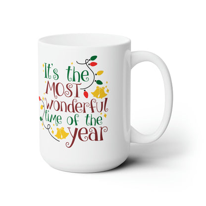 15oz Christmas Most Wonderful Time Coffee Mug - Just Grace Ceramics