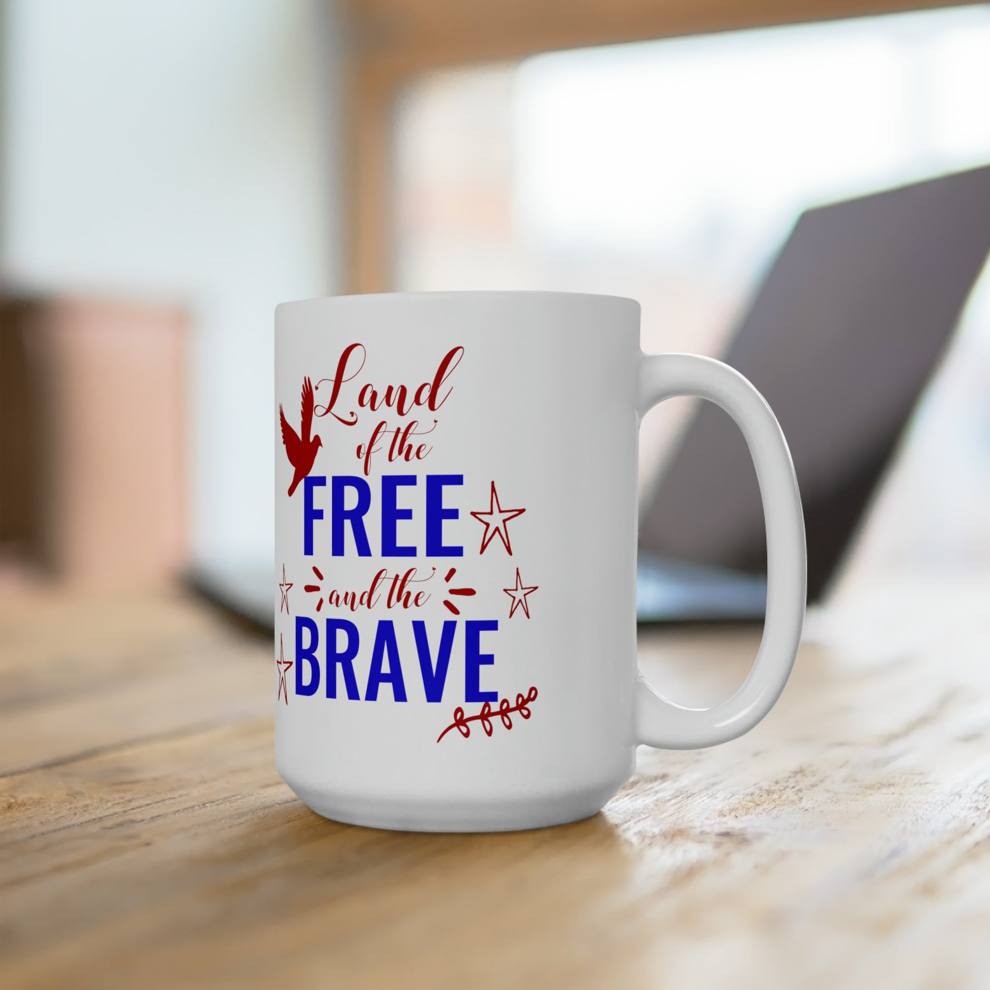 15oz Land of The Brave Forth of July Coffee Mug - Just Grace Ceramics