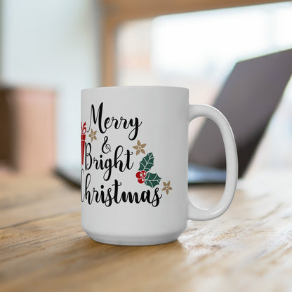 15oz Merry Bright Christmas Coffee Mug - Just Grace Ceramics