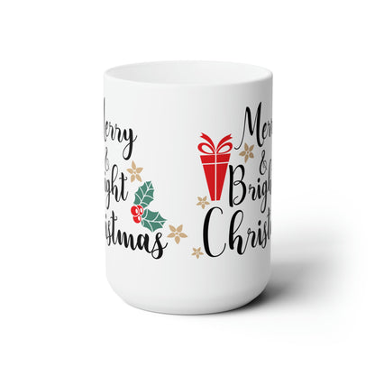 15oz Merry Bright Christmas Coffee Mug - Just Grace Ceramics