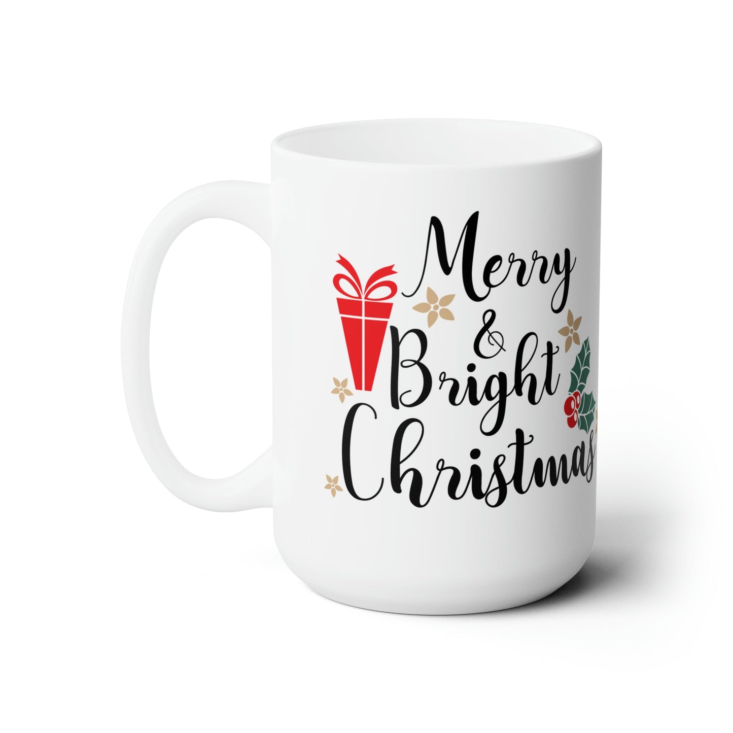 15oz Merry Bright Christmas Coffee Mug - Just Grace Ceramics