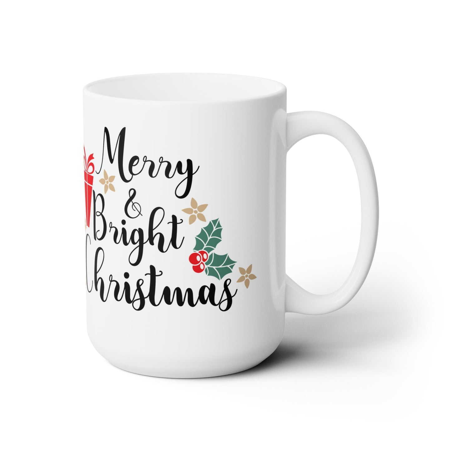 15oz Merry Bright Christmas Coffee Mug - Just Grace Ceramics