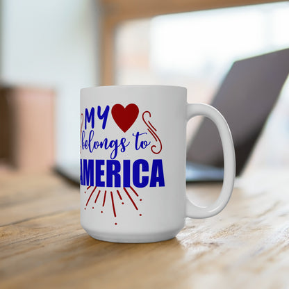 15oz My Love For America Forth of July Coffee Mug - Just Grace Ceramics