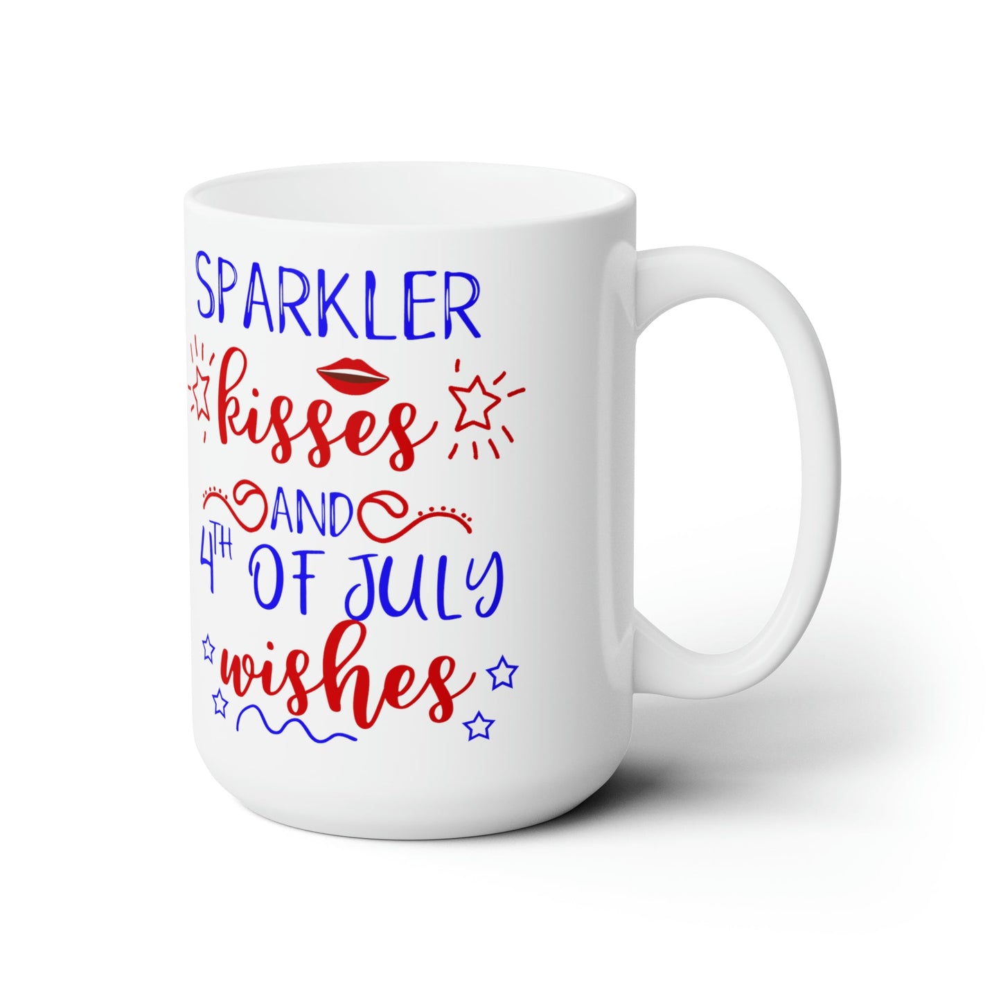 15oz Sparkle & Kisses Forth of July Coffee Mug - Just Grace Ceramics