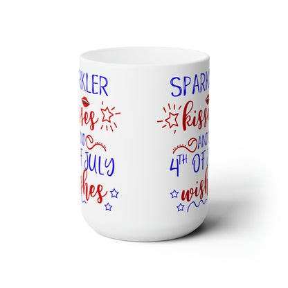 15oz Sparkle & Kisses Forth of July Coffee Mug - Just Grace Ceramics