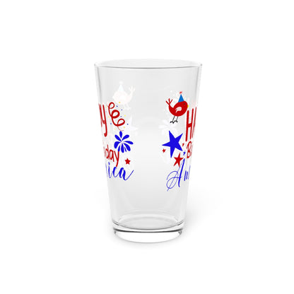 16oz Happy Birthday America Forth of July Pint Glass - Just Grace Ceramics